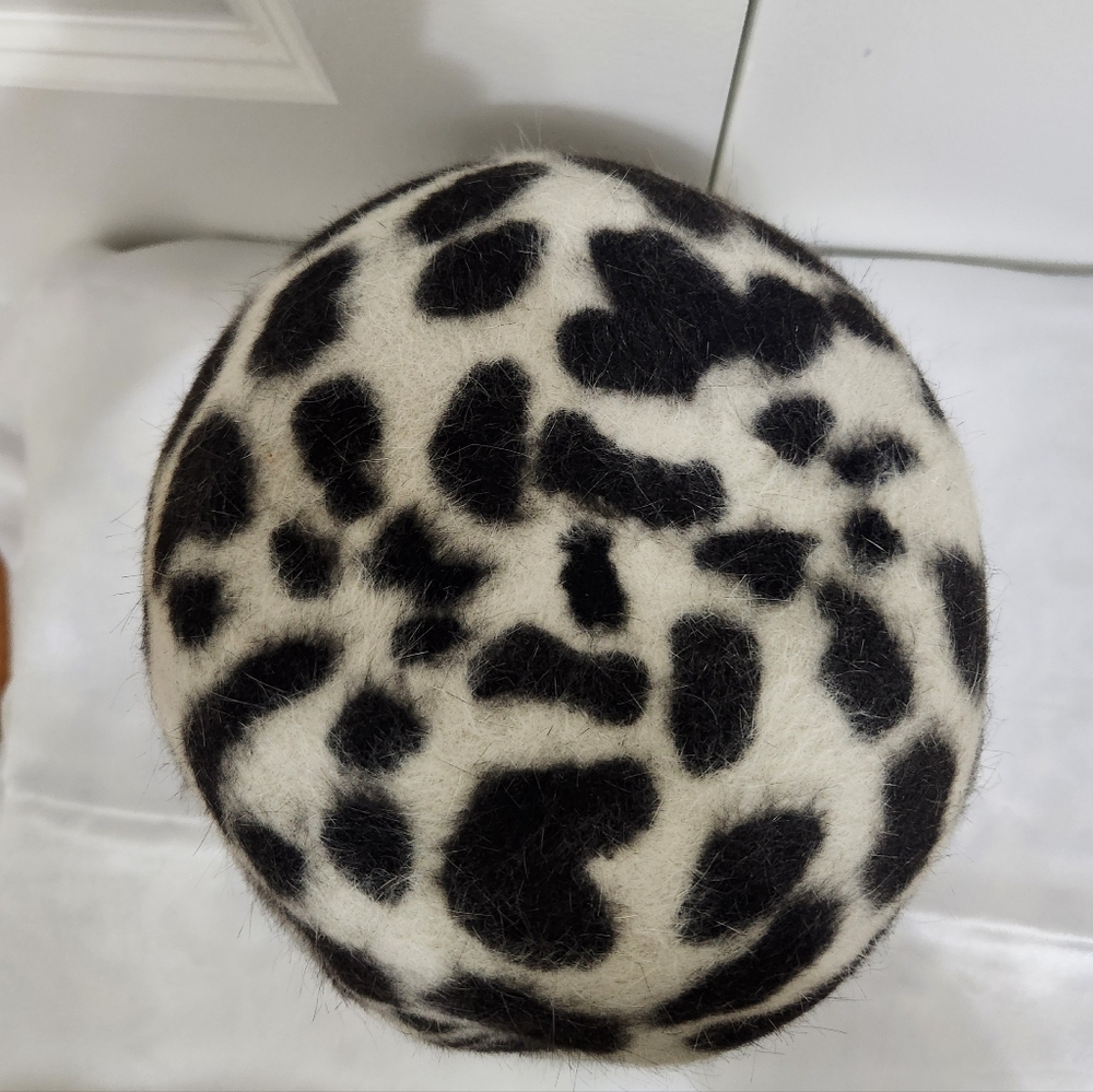 VINTAGE Lord & Taylor Leopard Print Women's Wool Hat Color: Brown/ Cream - Picture 4 of 7